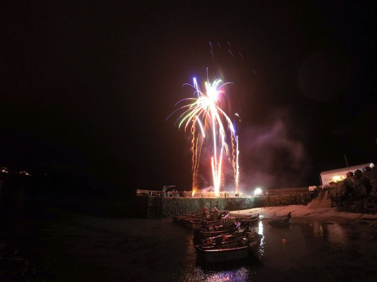 Fireworks on Coverack harbour